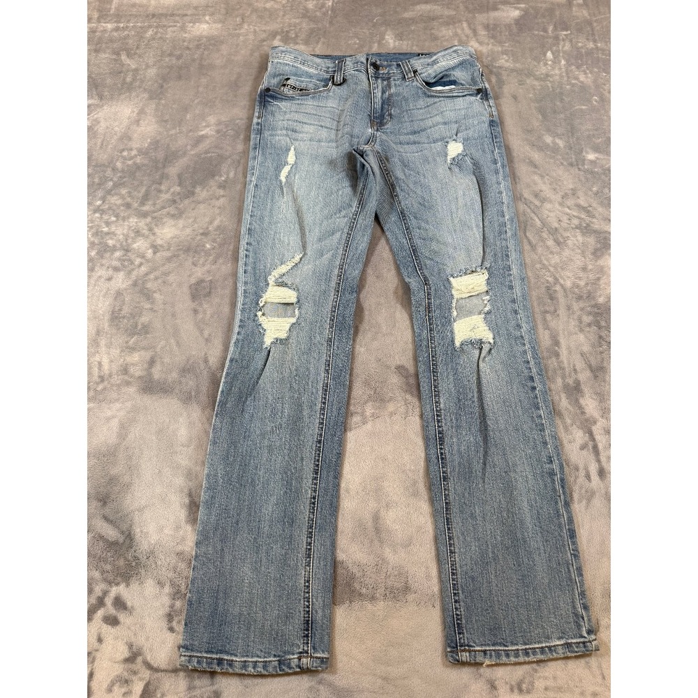 Empyre Skeletor Skinny Jeans Women's Size 32 Light Wash Distressed Ripped Denim